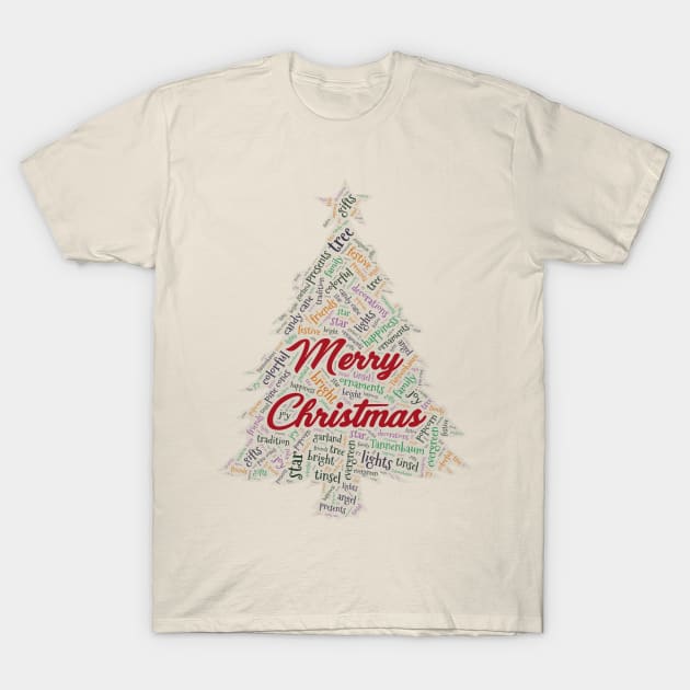 Christmas Tree Wordcloud for Lighter Backgrounds T-Shirt by WYL - Words You Love